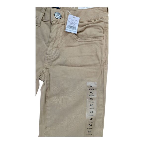 American Eagle Pants Tan Khaki Jegging Super Stretch Womens Size 00 X-Short NEW - Picture 3 of 4